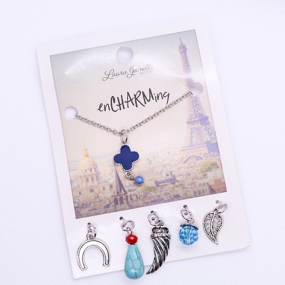 Cross Charm Necklace with Multiple Charms - Picture 2 of 6